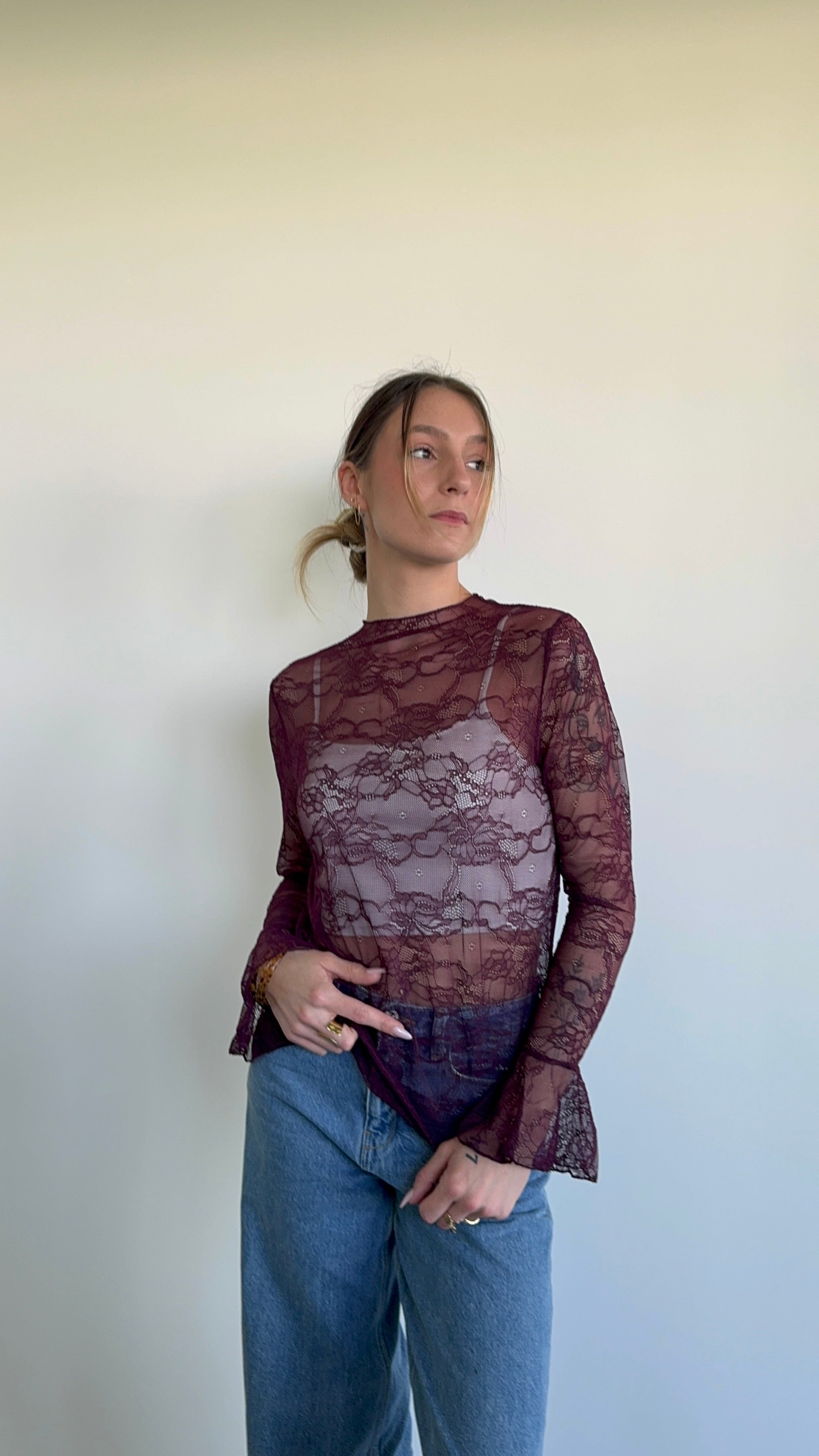 Top dentelle bordeaux