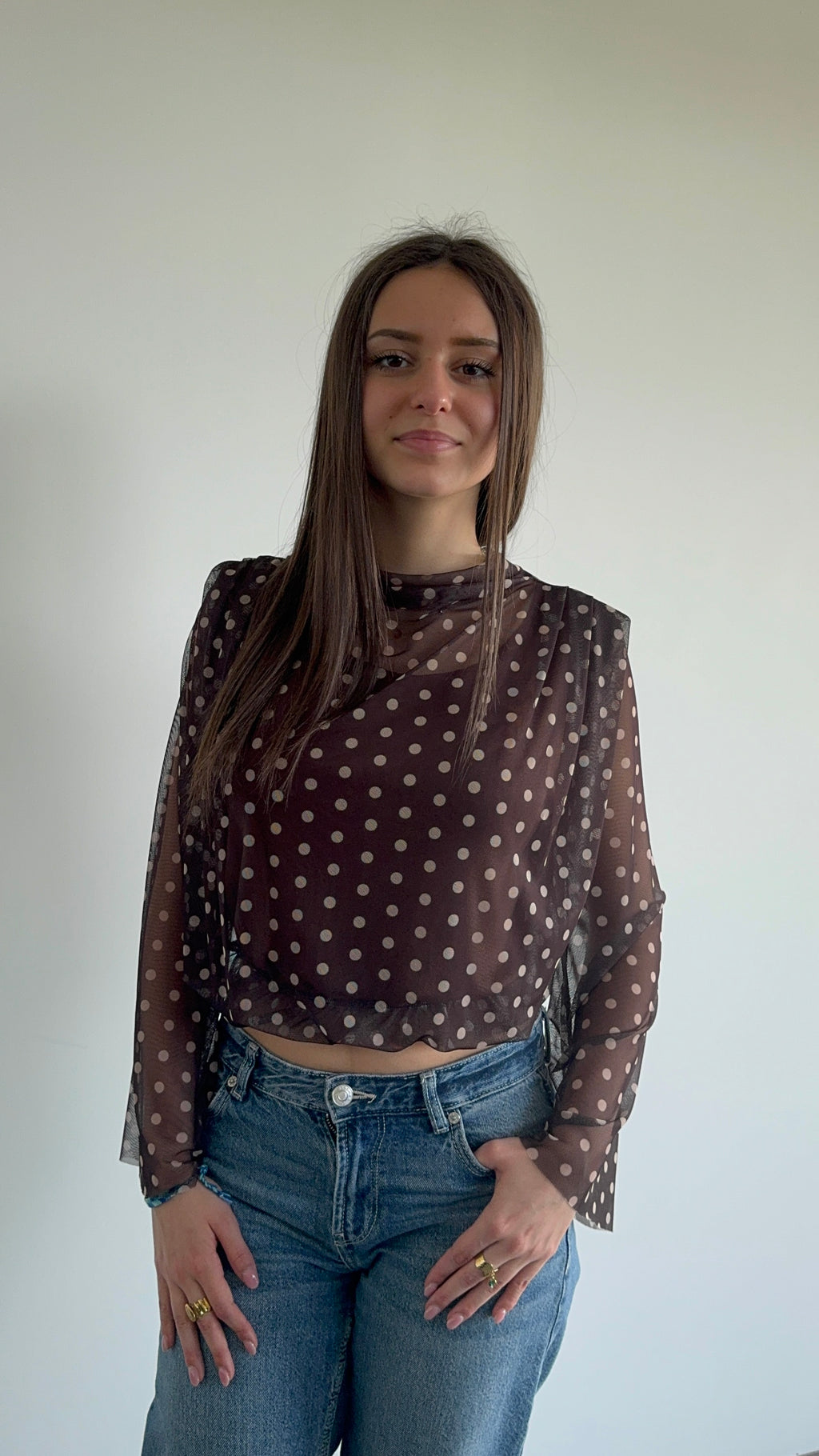Haut à pois brun