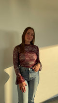 Top dentelle bordeaux