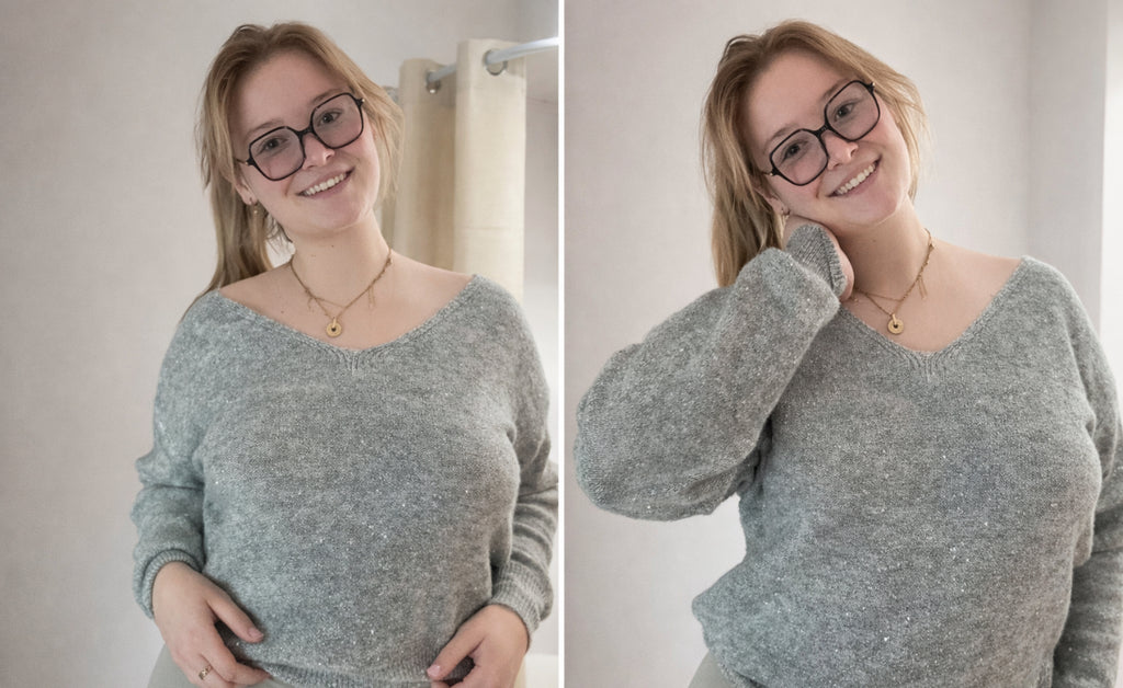 Pull gris pailletée